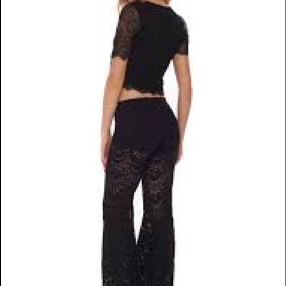 Nightcap Spanish lace bell bottom pants-Black - Picture 3 of 3